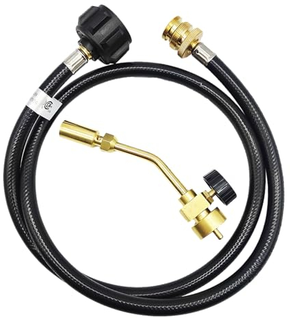 TARAKO Schweißbrenner mit Schlauch,Brennerkopf mit Schlauch | Tragbare Taschenlampe mit Brennerschlauch | Einstellbare Flammenkontrolle, Lötbrenner aus massivem Messing zum Weichlöten, Hartlöten
