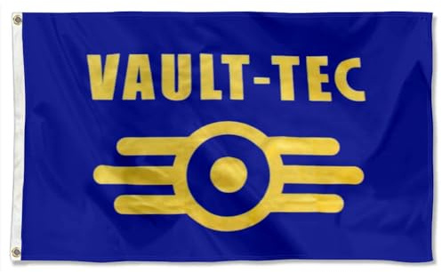 Cayyon Vault-Tec flagga banderoll utomhus inomhus dekoration flagga 91 x 152 cm dubbelsydd polyester med mässingsöljetter