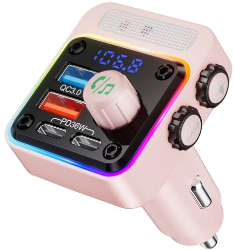 Nulaxy 54W Bluetooth 5.3 Car Adapter, FM Transmitter 4-Port Fast Charging