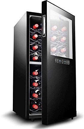 Suuim Refrigerador para vinos de Doble Zona: refrigerador para vinos con compresor sin Escarcha Incorporado o Independiente para 24 Botellas, Vino termoeléctrico de Funcionamiento silencioso F