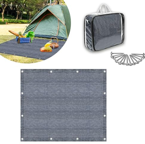 MAYTIIMO Förtältmatta campingmatta – utomhus campingmatta HDPE markismatta med bärväska tältgolv matta för camping – grå blå