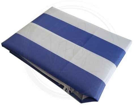 Tenda Sole Strisce Esterno Balcone Terrazzo Veranda Gazebo Portico con Anelli e Ganci per Applicazione, Resistente e Lavabile, 100% Poliestere Durevole, Tinta Righe (Blu_Bianco, 145x250)