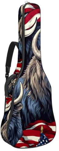 Custodia protettiva per chitarra acustica, custodia protettiva per chitarra da 40/41/42 pollici, custodia impermeabile con tasche multiple, animali della bandiera americana, Multicolore, 42.9x16.9x4.7
