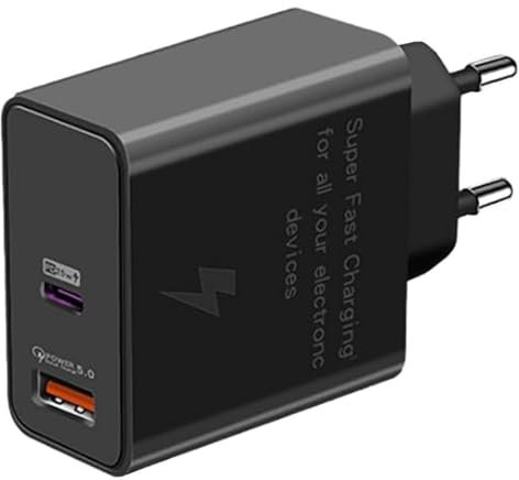CABLEPELADO - Cargador USB Doble PD 45W – Carga Rápida, Compatible con Móviles, Tablets y Dispositivos USB-C, Diseño Compacto, Color Negro