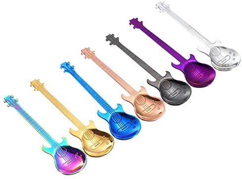 Cuchara de Café Forma de Guitarra 1 Acero Inoxidable | Capuchino y Crema, Fácil de Limpiar, Apta para Lavavajillas, Uso en Hogar y Bistró