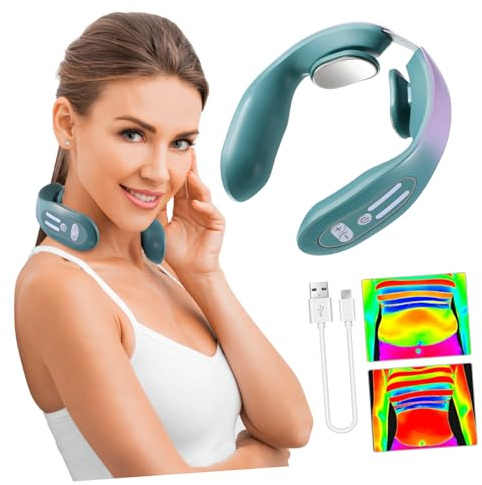 WOFASHPURET Massaggiatore Per Collo e Spalle Calore Usb, Dispositivo Portatile Per Massaggio Cervicale a 4 Modalità e 12 Intensità, Rilassamento Muscolare Per Casa e Ufficio