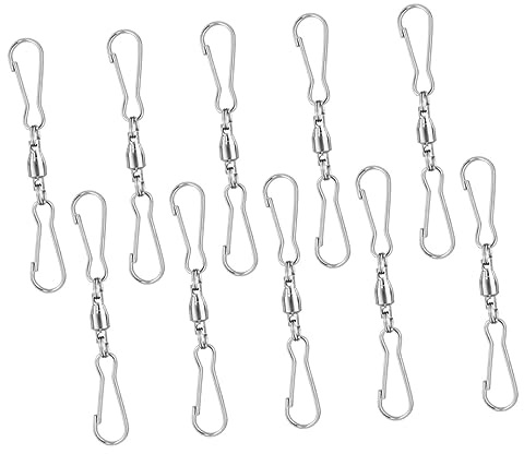 Abaodam 10pcs Rotating Wind Chime Hooks Spiral Tails for Outdoor Use Stainless Steel Windsock Clips Bird Feeder Hooks for Hanging Party Favor