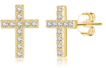 SLUYNZ 925 Sterling Silber Kreuz Ohrringe Ohrstecker für Damen Mädchen Kleine CZ Ohrstecker Ohrringe