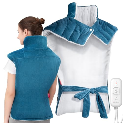 Comfytemp Heating Pad for Back Neck Shoulders, Weighted Electric Heating Pad for Full Back Relaxtion, Extra Large Heat Wrap, Wearable Heated Pad for Women Men Mom Dad Elderly with Auto-Off, 22x33