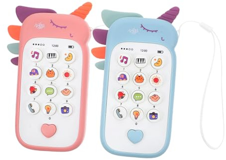 TOYANDONA 2 Piezas Juguete Teléfono Niña con Luces y Sonidos Educativos para Desarrollo Infantil Sensorial Interactivo para Bebés Aprendizaje de Números y Letras Regalo para