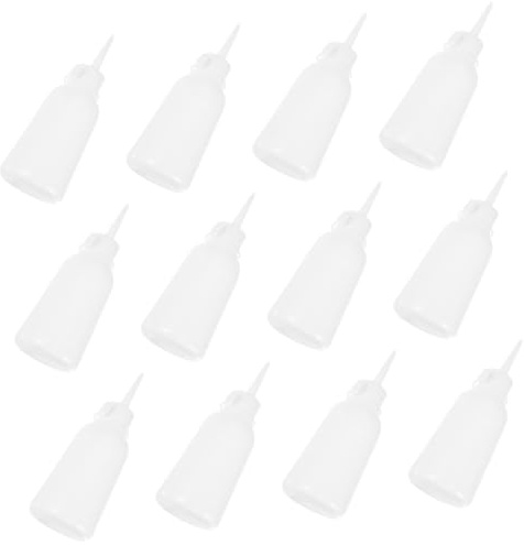 Tofficu 12pezzi Flaconi di Plastica Piccoli Tappi per Liquidi Bottiglie di Plastica Riutilizzabili Tappi per Colla Applicatore di Precisione per Lavori Artigianali in Casa