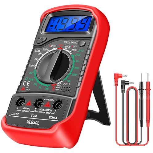 INDOTEAM Digital Multimeter Voltmeter Ohmmeter Ammeter Multi Voltage Tester | AC/DC Voltage Tester with Backlit LCD, Voltmeter, Ammeter, Ohmmeter, Resistance, Continuity & Diode Test, Battery Powered