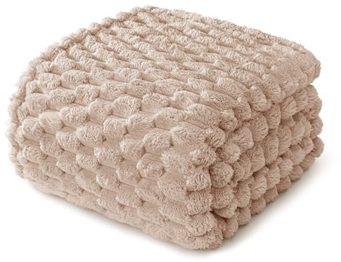 Whale Flotilla Couverture Polaire Douillette avec Motif Jacquard 3D, Jeté de Canapé, Couverture Exquise Douce et Chaude pour Toutes Les Saisons, 230 X 270 cm, Camel