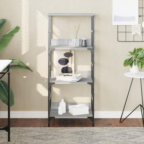 Mimdixy Offenes Aufbewahrungsregal Büroregal Standregal,Bücherregal Grau 50x33x117,5 cm Holzwerkstoff,Für Wohnzimmerschrank,Küche,Büro,Einfache Montage