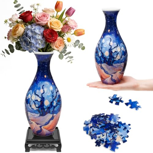 3D Puzzle für Erwachsene Bunte Vase DIY Bastelset - 160 Teile - Entspannendes Puzzlespiel für Erwachsene, Einfacher Aufbau ohne Kleber, Moderne Dekoration als Geschenkidee für Zuhause (Starry Sky)