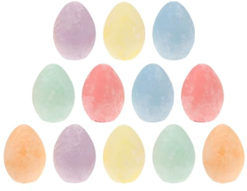 Artibetter Sicher aus Calciumsulfat Eierförmige Kreide 12 Stück Abwaschbar für Bunte Straßenmalkreide für Draußen und Kreatives
