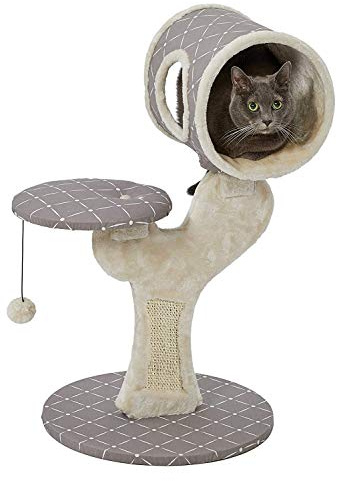 Midwest Homes for Pets Kratzbaum, Modell 138S-MRD, Salvador-Katzenmöbel, mit Sisalmatte zum Kratzen und Liegefläche als Ausguck, Pilz-/Diamant-Muster, klein