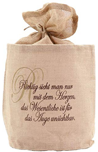 AFP Jute-Übertopf beige mit Spruch, dekorativer Blickfang, schützt im Winter Kübelpflanzen vor Frost. Winterschutz Pflanzen / 2 Jutesäckchen gratis