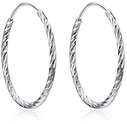 Ringörhängen 925 sterling rund cirkel oändliga örhängen ringar smycken för kvinnor flickor unisex, dammätare 30, 40, 50 mm (diameter 30 mm), Sterlingsilver