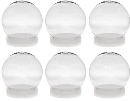 Creative Hobbies Pack of 6 (100mm) 4 Inch DIY Snow Globe Water Globe - Clear Plastic with Screw Off Cap | Perfect for DIY Crafts and Customization