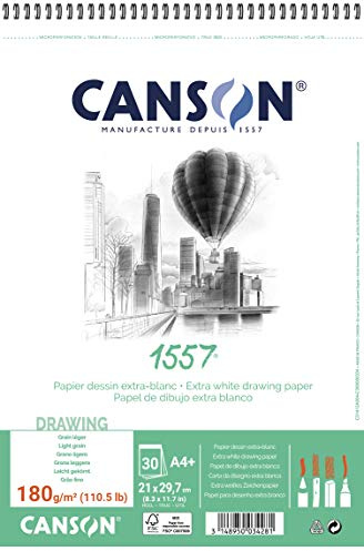 Canson Spiralalbum 21 x 29,7 30H JA 1557 fein 180 g, Weiß