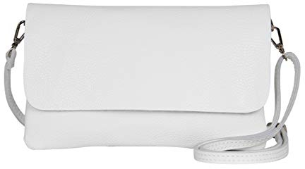 AMBRA Moda GLX11 - Crossbodytas, Clutch, telefoontas van echt leer met afneembaar en verstelbare schouderriem, passend voor mobiele telefoons en tablets tot 7 inch (Weiß)