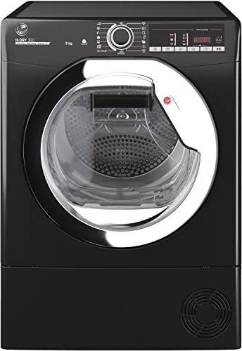 Hoover H-DRY 300 HLE H9A2TCEB-80 9Kg Heatpump Tumble Dryer, Sensor Dry, Max energy saving, WIFI Connectivity, Black with Chrome Door