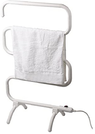 WPHH Portasciugamani Elettrico, Radiatore Scaldasalviette A Temperatura Costante A Forma di S, Termoarredo Bagno Riscaldato da Appoggio E Montaggio A Parete con 5 Barre,Bianca