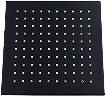 Ksunun Quadratisch Duschkopf Regendusche Messing Regenduschkopf Druckverstärkendes Design Einbauduschköpfe Kopfbrause mit Anti-Kalk Silikondüse Mattschwarzes Finish,12 Inch