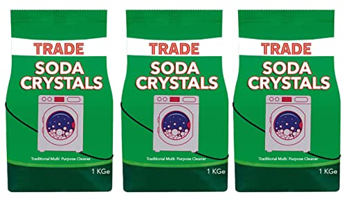 Trade Soda Crystal For Multi-Purpose Use - Unblock Drains/Pipes, Handbasins, Toilets, or Shower Traps- 1Kg- (Pack of 3)