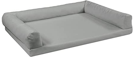 Juelle Orthopädisches Hundebett aus Kunstleder Sofa mit Matratze für große Hunde Abnehmbare Abdeckung, Waschmaschinenwaschbar, Lord L-XXL (130x95cm, Helle Asche)