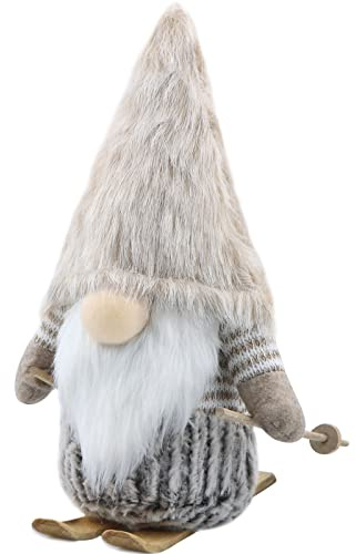 Godeufe Jultomtar plysch jul vinter skidor släde dekorationer gåva handgjorda älva dvärgfigurer för hem kök bondgård nivåbricka semester festival fest skandinavisk tomte 30 cm (grå)