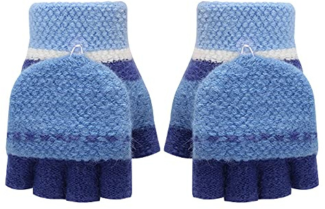 iNszkoos Enfants Gants D'hiver Bébé Bambin Moufles Hiver Chaud Gants avec Fermeture à Rabat, Demi-Doigts Thermiques Extérieur Ski Snowboard Moufles à Accrocher au Cou pour Garçons Filles 3-10 Ans