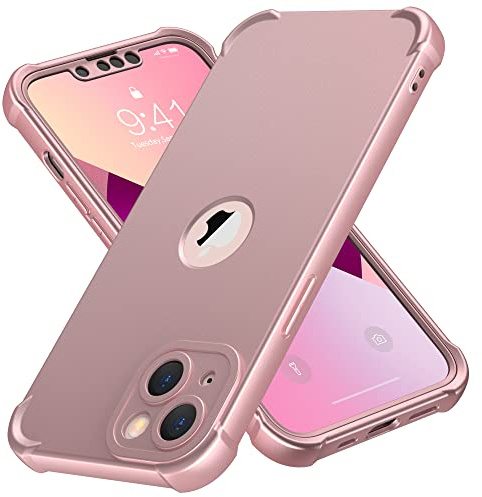 ORETECH per Cover iPhone 13 Mini, Custodia iPhone 13 Mini, [ 2 x Pellicola Protettiva Vetro Temperato] 2 in 1 Ultra Sottile Antiurto Hard PC Silicone Anti Graffio Cover per iphone 13 mini - Oro Rosa