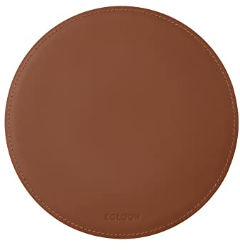 Eglooh - Atlante - Mauspad Rund aus Leder Orange Braun cm 23x23 - Mousepad für Schreibtisch und Büro, handwerkliche Nähte und Rutschfester Boden - Made in Italy
