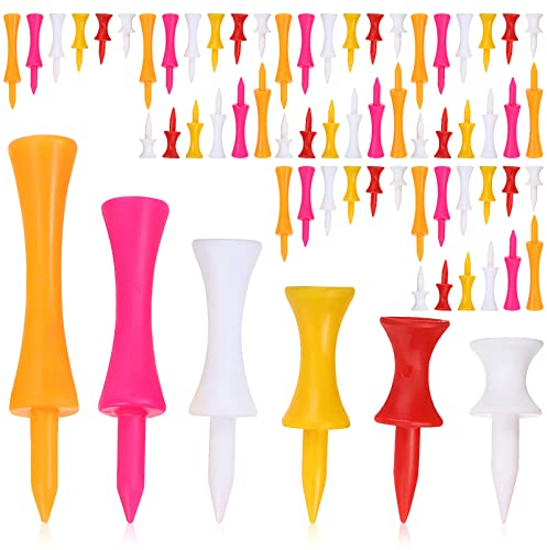 Golf Tees Mehrere Farben Schloss Golf Tees Kunststoff Golf Tees Sortierte Winter Tees Golf, Größe 31/35/42/50//59/70 MM, 120 Stück