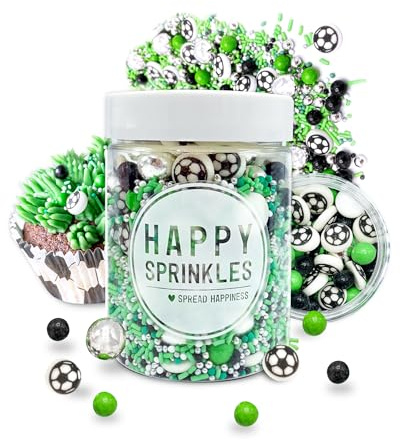 Happy Sprinkles FOOTBALL CHAMPION -Fußball Streusel Torten Cupcake Deko 90g | Streuselmix mit Schokolade im Fußball-Design, für Torten, Cupcakes & Muffins, ideal für Fußballpartys & Kindergeburtstage
