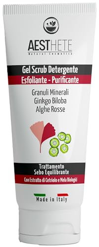 Scrub Viso Uomo e Donna Esfoliante Gel Detergente Purificante Delicato Naturale per Pelli Miste e Sensibili, Detox con Alghe Rosse, Elimina Punti Neri e Imperfezioni Efficace, 100 ml