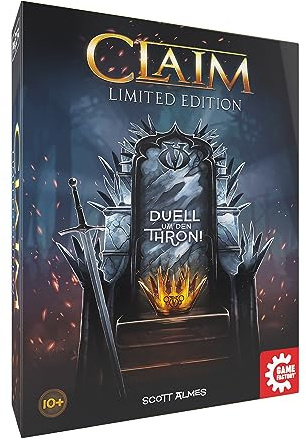 Game Factory 646317 Claim Big Box Limited Edition, Das Duell um den Thron, Kartenspiel für 2 Spieler, Limitierte Ausgabe mit exklusiven Inhalten