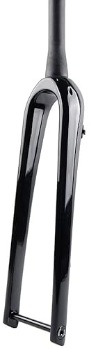 HIMALO Gravel Fahrrad Starre Gabel Kohlefaser 700C Rennrad-Gabel 1-1/8 Gerade/konisch Scheibenbremsgabel Steckachse 12 * 100mm Leichtgewicht (Color : Glossy Black, Size : Tapered)