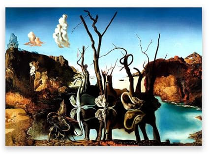 LZ6J8C9 Berühmte Wandkunst von S. Dalì. Nachdenken von Salvador D. berühmte Gemälde Reproduktion. Surrealistische Bilder für die Wohnzimmerdekoration. 30 x 45 cm (11,8 x 17,7), rahmenlos