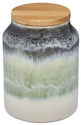 Cooksmart Ceramic Coffee Storage Canister with Airtight Lid | British Designed, Tea & Sugar Container, Durable Stoneware, Kitchen Countertop, Food Safe, Refillable, Everyday Storage