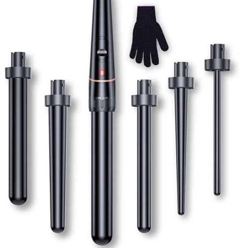 BESTOPE PRO Hair Curler 6-in-1 Curling Wand Set, Curling Iron with 2 Temperature Control, Curling Tongs with Heat-Resistant Glove and 2 Hair Clips