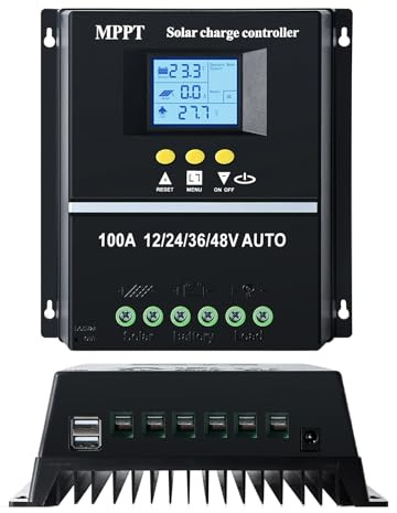 100A MPPT Solarladeregler 12V 24V 36V 48V MPPT solar laderegler | Automatische Erkennung Dual USB Mehrfacher Schutz Intelligenter 3-Stufen-Lademodus für verschiedene Batterietypen geeignet