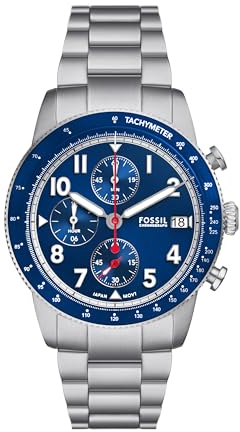 Fossil Men's Watch, Sport Tourer Quartz Stainless Steel Chronograph Watch for Men