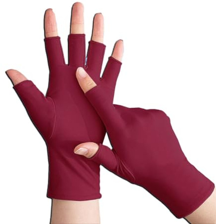 SHTGOI Guantes de protección UV, guantes de medio dedo, guantes de manicura y medio dedo, guantes de uñas de verano, protección solar al aire libre, guantes de conducción para arte de uñas, guantes