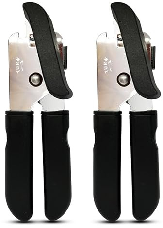 Kansai Convenience | Manual Can Opener | Safe Stainless Steel Smooth | Tin Lids, Can lids, Bottle Caps Opener with Non-Slip Handle | 2PK