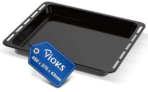 VIOKS Teglia da forno 45 x 37 cm, ricambio per Whirlpool, teglia profonda 481010657928, padella per grasso profonda, antiaderente smaltata, accessori da forno e accessori per fornelli