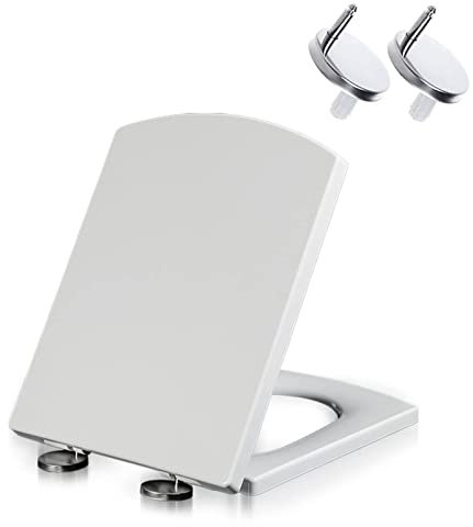 Giural Toilettendeckel Mit Absenkautomatik, WC Sitz Mit Absenkautomatik, Eckig Klobrille Absenkbarer, Klodeckel Mit Absenkautomatik, Für Die Meisten Toiletten, Weiß,345 * 430mm