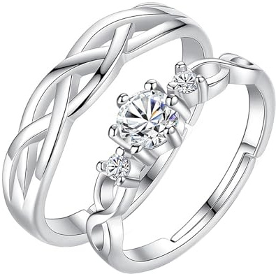 JewelryWe Schmuck 1 Paar Ringe Edelstahl Partnerringe Freundschaftsringe Eheringe Trauringe Verlobungsringe Hochzeit Band, mehrere Modelle